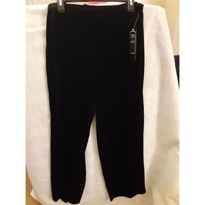 NWT R&K Evening Womens Size 16 Black Velvet Dress Pants Wide Leg Pull On Comfort
